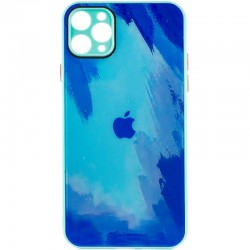 Чехол для Apple iPhone 11 Pro (5.8"") - TPU+Glass Impasto abstract (Blue)