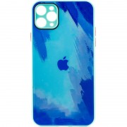 Чехол для Apple iPhone 11 Pro Max (6.5"") - TPU+Glass Impasto abstract (Blue)