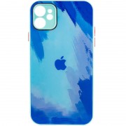 Чехол TPU+Glass Impasto abstract для Apple iPhone 12 (6.1"") (Blue)