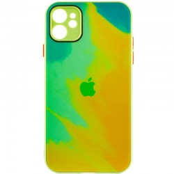 Чохол TPU+Glass Impasto abstract для Apple iPhone 12 (6.1"") (Yellow green)