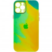 Чехол TPU+Glass для Apple iPhone 12 Pro (6.1"") - Impasto abstract (Yellow green)