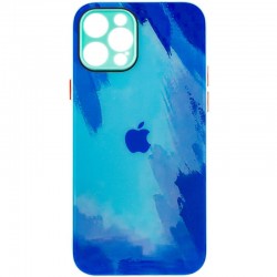 Чехол TPU+Glass для Apple iPhone 12 Pro (6.1"") - Impasto abstract (Blue)