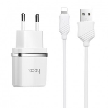 Зарядное устройство для iPhone Hoco C12 Charger + Cable Lightning 2.4A 2USB (Белый)