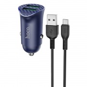 Автомобильное зарядное устройство Hoco Z39 QC3.0 (2USB) + MicroUSB (Синий)