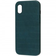 Кожаный чехол для Apple iPhone XS Max (6.5"") - Croco Leather (Green)