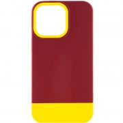 Чехол для Apple iPhone 13 Pro Max - TPU+PC Bichromatic (Brown burgundy / Yellow)