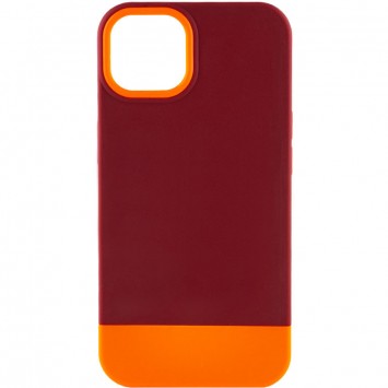 Чехол для Apple iPhone 13 - TPU+PC Bichromatic (Brown burgundy / Orange)
