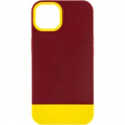 Чехол для Apple iPhone 13 - TPU+PC Bichromatic (Brown burgundy / Yellow)