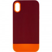 Чехол TPU+PC Bichromatic для Apple iPhone XR (6.1"") (Brown burgundy / Orange)