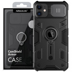 TPU+PC чехол для iPhone 11 - Nillkin CamShield Armor (шторка на камеру) (Черный)