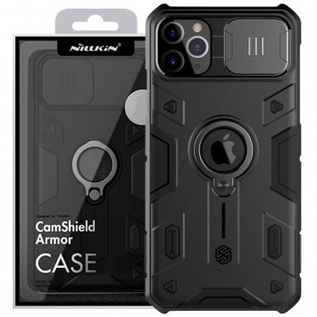 Черный TPU и PC чехол Nillkin CamShield Armor для iPhone 11 Pro Max со шторкой на камеру