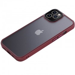 TPU+PC чехол для Apple iPhone 12 Pro / 12 (6.1"") - Metal Buttons (Бордовый)