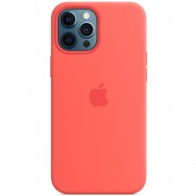 Чохол для Apple iPhone 12 Pro / 12 (6.1"") - Silicone case (AAA) full with Magsafe (Помаранчевий / Pink citrus)