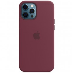 Чехол для Apple iPhone 12 Pro / 12 (6.1"") - Silicone case (AAA) full with Magsafe (Бордовый / Plum)