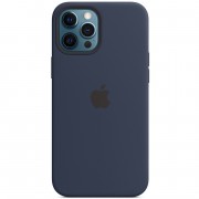 Чохол для Apple iPhone 12 Pro Max (6.7"") - Silicone case (AAA) full with Magsafe (Синій / Deep navy)