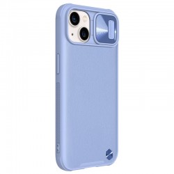 Кожаная накладка для Apple iPhone 13 (6.1"") - Nillkin Camshield Leather (шторка на камеру) (Сиреневый / Purple)
