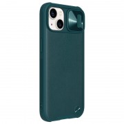 Кожаная накладка для Apple iPhone 13 (6.1"") - Nillkin Camshield Leather (шторка на камеру) (Зеленый / Green)
