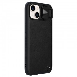 Кожаная накладка для Apple iPhone 13 (6.1"") - Nillkin Camshield Leather (шторка на камеру) (Черный / Black)