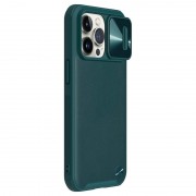 Шкіряна накладка для iPhone 13 Pro Max - Nillkin Camshield Leather (шторка на камеру) (Зелений / Green)