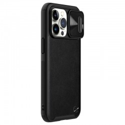Шкіряна накладка для iPhone 13 Pro Max - Nillkin Camshield Leather (шторка на камеру) (Чорний/Black)