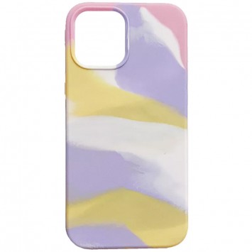 Чехол для Apple iPhone 12 Pro Max (6.7"") - Silicone case full Aquarelle (Сиренево-желтый)