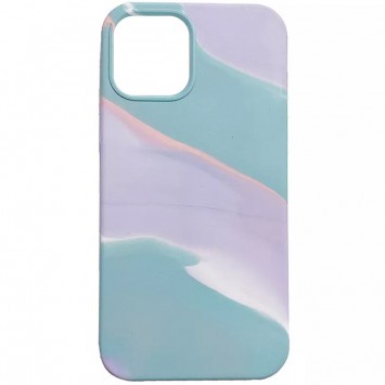 Чехол для Apple iPhone 12 Pro Max (6.7"") - Silicone case full Aquarelle (Бирюзово-сиреневый)