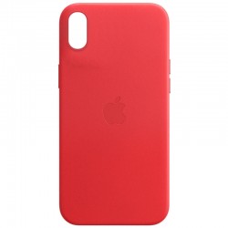 Кожаный чехол для iPhone X (5.8"") / XS (5.8"") - Leather Case (AA) (Crimson)