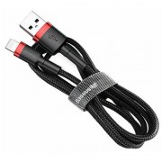 Дата кабель Baseus Cafule Lightning Cable Special Edition 2.4A (1m) (CALKLF) (Черный / Красный)