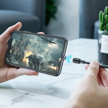 Магнітний кабель для iPhone Hoco X52 "Sereno magnetic" USB to Lightning (1m) (Чорний) - Lightning - зображення 7 