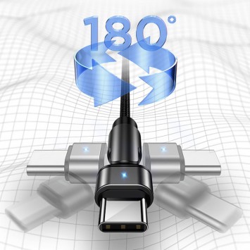 Дата кабель USAMS US-SJ477 U60 Rotatable USB to Type-C (1m) (Чорний) - Type-C кабелі - зображення 1 