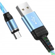 Кабель який світиться Hoco U90 "Ingenious streamer" MicroUSB (1m) (Блакитний)