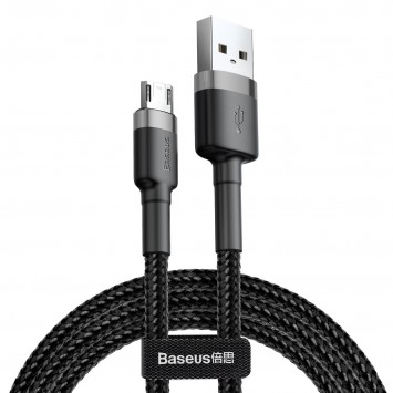 Дата кабель Baseus Cafule MicroUSB Cable 1.5A (2m) (CAMKLF) (Сірий/Чорний) - MicroUSB кабелі - зображення 1 