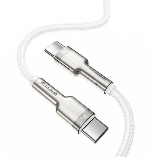 Дата кабель Baseus Cafule Series Метал Type-C to Type-C 100W (2m) (Білий) - зображення 1 