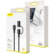Дата кабель Baseus Twins 2in1 cable Type-C to Type-C 60W (20V/3A) + Lightning 18W (9V/2A) (1m) (Черный)