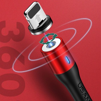 Дата кабель USAMS US-SJ336 U29 Magnetic USB to Lightning (2m) (Червоний) - Lightning - зображення 4 