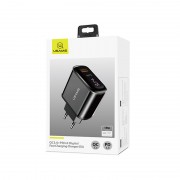 Блок зарядки для телефона USAMS US-CC085 T23 QC3.0+PD3.0 18W Digital Display Fast Charger （EU） (Черный)