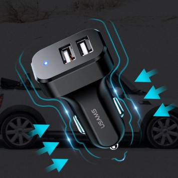 Автомобільне заряджання Usams C13 2.1A Dual USB + U35 Micro USB cable (1m) (Чорний) - Автомобільні зарядні пристрої - зображення 2 