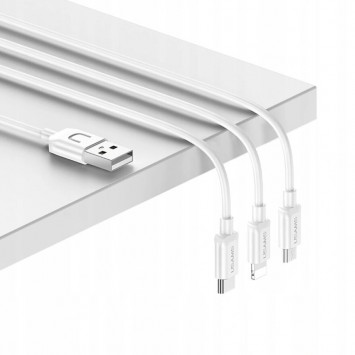 Блок заряджання для телефонів USAMS-LT T18 Single USB Travel Charger (EU) +3IN1 Charging Cable-U Turn Series (Білий) - Мережеві ЗП (220 В) - зображення 1 