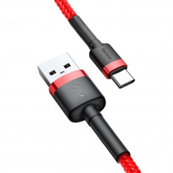 Кабель зарядки и синхронизации Baseus Cafule Type-C Cable 3A (0.5m) (CATKLF-A) (Красный) - Type-C кабели - изображение 3