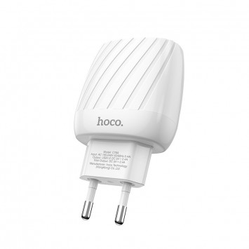 Зарядний пристрій Hoco C78A (2USB/2.4A) (Білий) - Мережеві ЗП (220 В) - зображення 4 