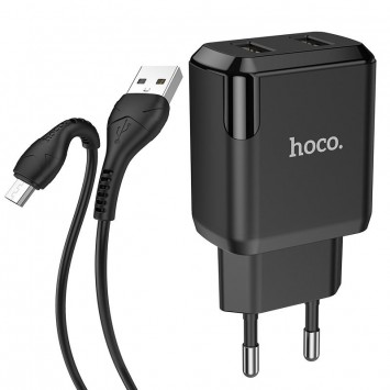 Зарядний пристрій HOCO N7 (2USB/2,1A) + USB - MicroUSB (Чорний) - Мережеві ЗП (220 В) - зображення 2 