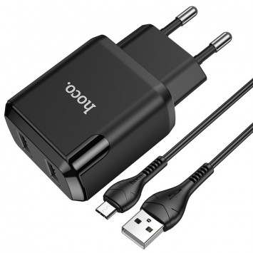 Зарядное устройство HOCO N7 (2USB/2,1A) + USB - MicroUSB (Черный) - Сетевые зарядные устройства (220 В) - изображение 3