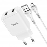 СЗУ HOCO N7 (2USB/2,1A) + USB - MicroUSB (Белый)