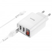 Комплект зарядки для iPhone HOCO C86A (2USB/2.4A) + Lightning (Белый)