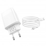Комплект зарядки для iPhone HOCO C86A (2USB/2.4A) + Lightning (Белый)
