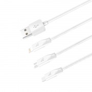 Дата кабель Hoco X1 Rapid 3in1 (Lightning+Micro USB+Type-C) (1m) (Белый)