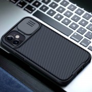 Карбонова накладка Apple iPhone 12 mini (5.4"") - Nillkin Camshield (шторка на камеру) (Чорний / Black)
