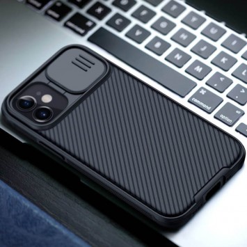 Карбонова накладка Apple iPhone 12 mini (5.4"") - Nillkin Camshield (шторка на камеру) (Чорний / Black) - Чохли для iPhone 12 mini - зображення 4 