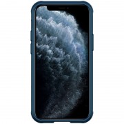 Карбоновая накладка для Apple iPhone 12 mini (5.4"") - Nillkin Camshield (шторка на камеру) (Синий / Blue)