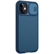 Карбонова накладка Apple iPhone 12 mini (5.4"") - Nillkin Camshield (шторка на камеру) (Синій / Blue)